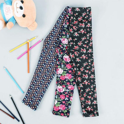 Stevvex baby girls leggings set: navy dotted print and black rose print, 2-pair, thick warm on Tampa Home & Garden Store