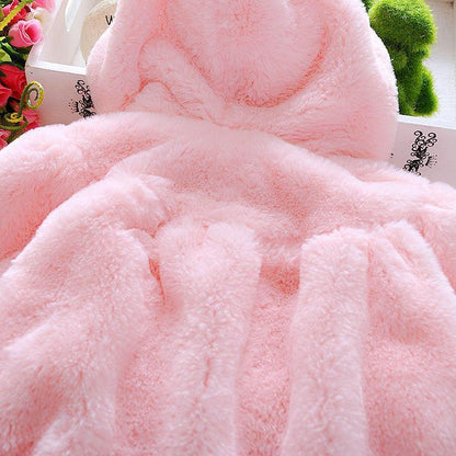 Newborn baby girls pink fur winter coat with plush cozy material and hood by Stevvex on Tampa Home & Garden Store