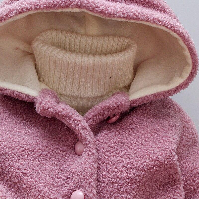 Stevvex baby girls pink sherpa velvet coat with hood, cream lining, pink buttons on Tampa Home & Garden Store