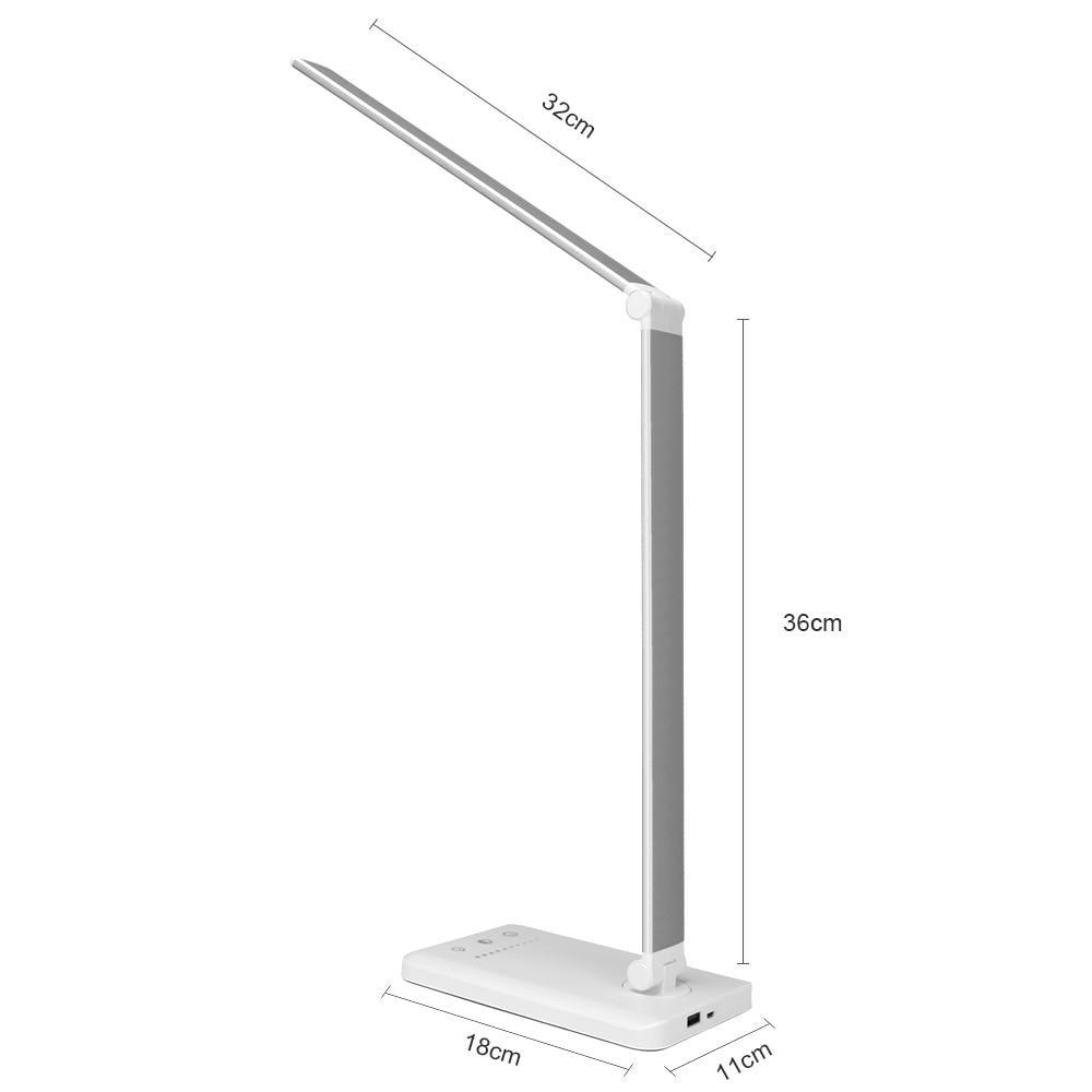 Stevvex dimmable desk lamp with rotatable LED arm, touch switch and USB charging, white base on Tampa Home & Garden Store