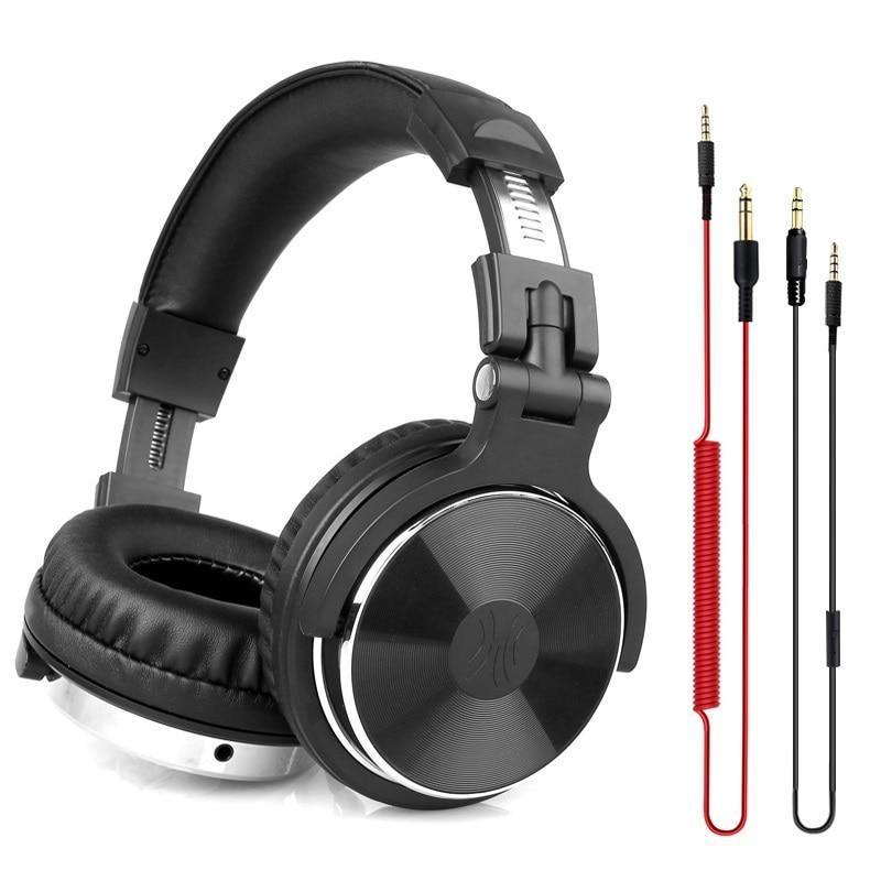 Stevvex black over-ear headphones with metal cups and red coiled cable plus 3.5mm/6.3mm adapters on Tampa Home & Garden Store