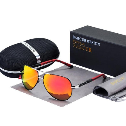Barcur aviator sunglasses orange mirrored lenses UV400 protection includes hard case and pouch on Tampa Home & Garden Store