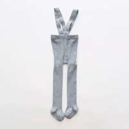 Stevvex newborn high-waist cross-belt baby leggings in metallic gray with suspenders on Tampa Home & Garden Store