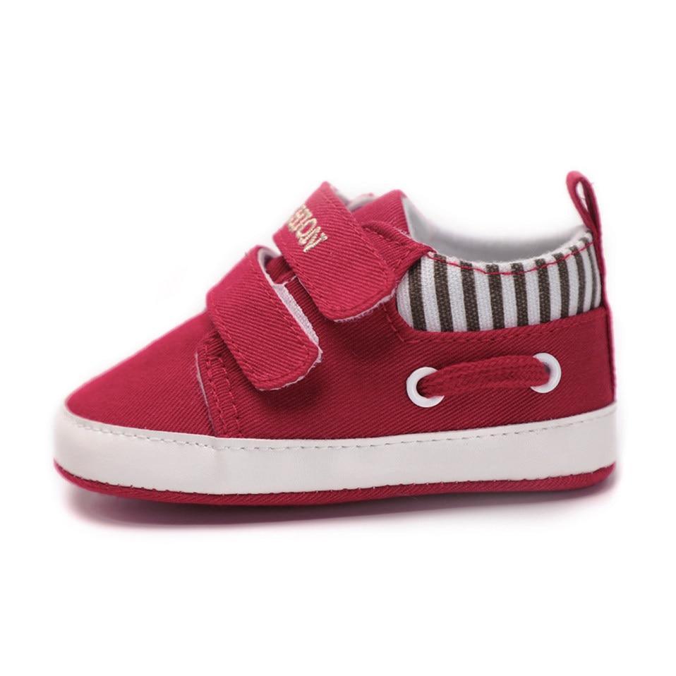 Stevvex First Walkers red canvas infant shoes with double Velcro straps and white sole on Tampa Home & Garden Store