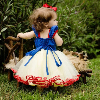 Stevvex baby dress with blue bodice, red straps and yellow tulle skirt with red trim on Tampa Home & Garden Store