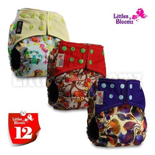 Stevvex 3-pack cloth pocket nappies with colorful prints in pastel yellow red and purple on Tampa Home & Garden Store