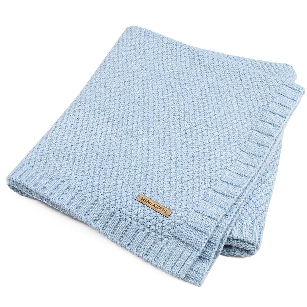 Stevvex knitted baby swaddle blanket light blue ultra soft knit for newborns on Tampa Home & Garden Store