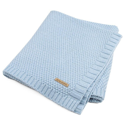 Stevvex knitted baby swaddle blanket light blue ultra soft knit for newborns on Tampa Home & Garden Store