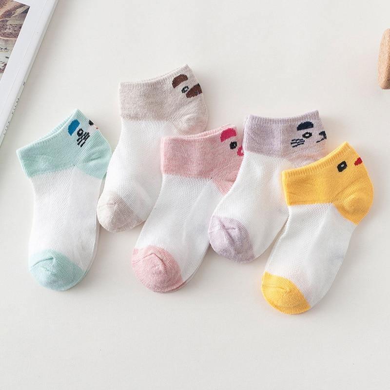 Stevvex 5-pair kids striped socks set, breathable elastic ankle socks in pastel colors on Tampa Home & Garden Store