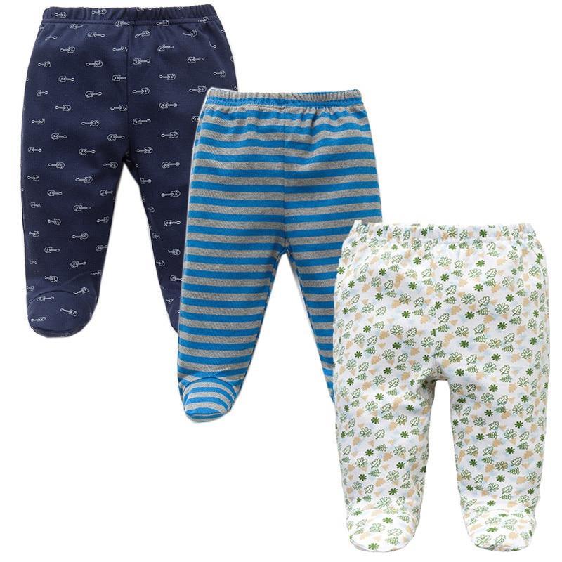 3-piece cotton baby pants set unisex Stevvex navy print, blue stripes, floral white pants on Tampa Home & Garden Store