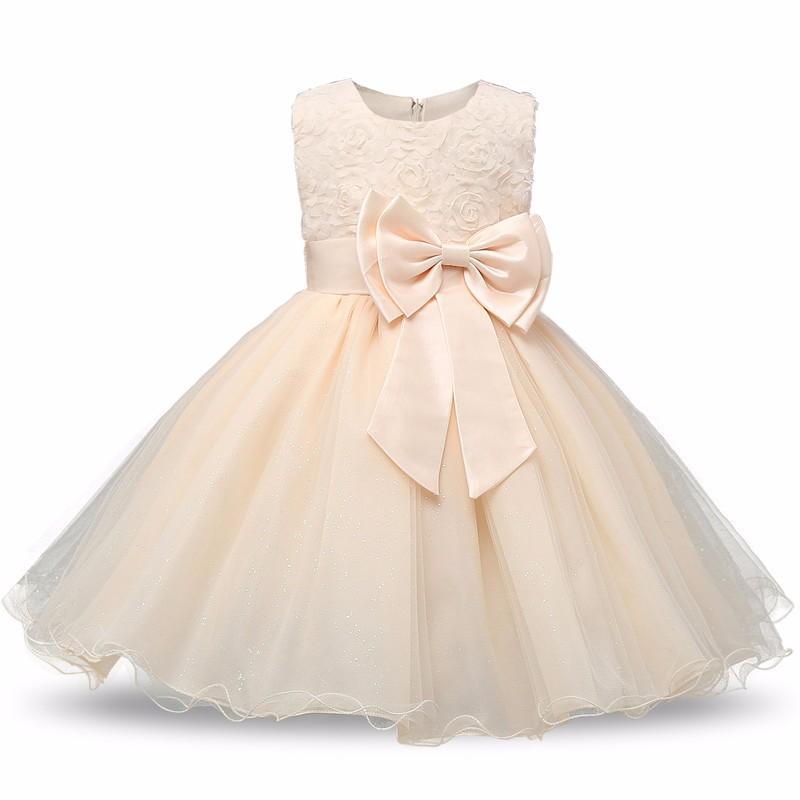 Toddler girl dress Stevvex ivory lace bodice with 3D rose and oversized satin bow tulle skirt on Tampa Home & Garden Store