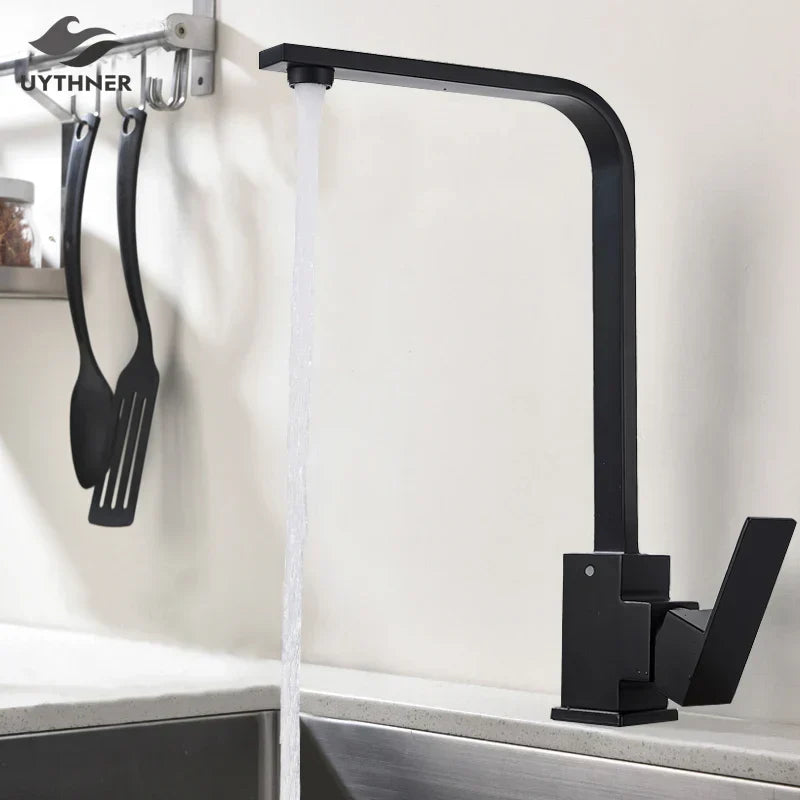 DecorBites kitchen faucet black matte high-arc crane-style mixer with single lever over sink on Tampa Home & Garden Store