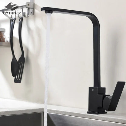 DecorBites kitchen faucet black matte high-arc crane-style mixer with single lever over sink on Tampa Home & Garden Store