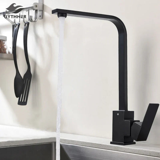 DecorBites kitchen faucet black matte high-arc crane-style mixer with single lever over sink on Tampa Home & Garden Store