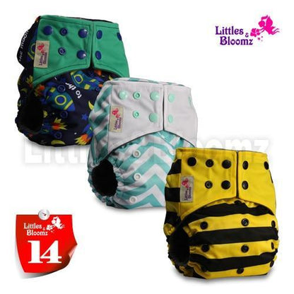 Stevvex Modern Cloth Pocket Nappy set of 3 in green, teal chevron & yellow stripe designs on Tampa Home & Garden Store