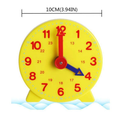 Montessori Learning Clock yellow plastic 4in gear clock with red hour and blue minute hands Stevvex on Tampa Home & Garden Store