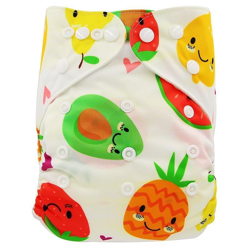 Baby cloth diaper with colorful fruit print, unisex waterproof pocket diaper with snaps on Tampa Home & Garden Store