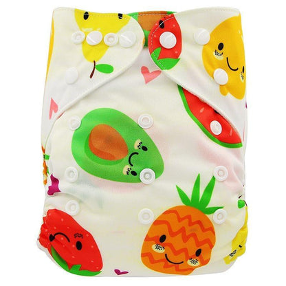 Baby cloth diaper with colorful fruit print, unisex waterproof pocket diaper with snaps on Tampa Home & Garden Store