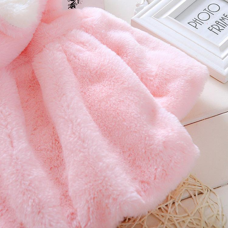 Newborn baby girls pink plush fur coat jacket warm winter outerwear Stevvex on Tampa Home & Garden Store