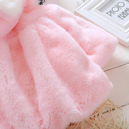 Newborn baby girls pink plush fur coat jacket warm winter outerwear Stevvex on Tampa Home & Garden Store