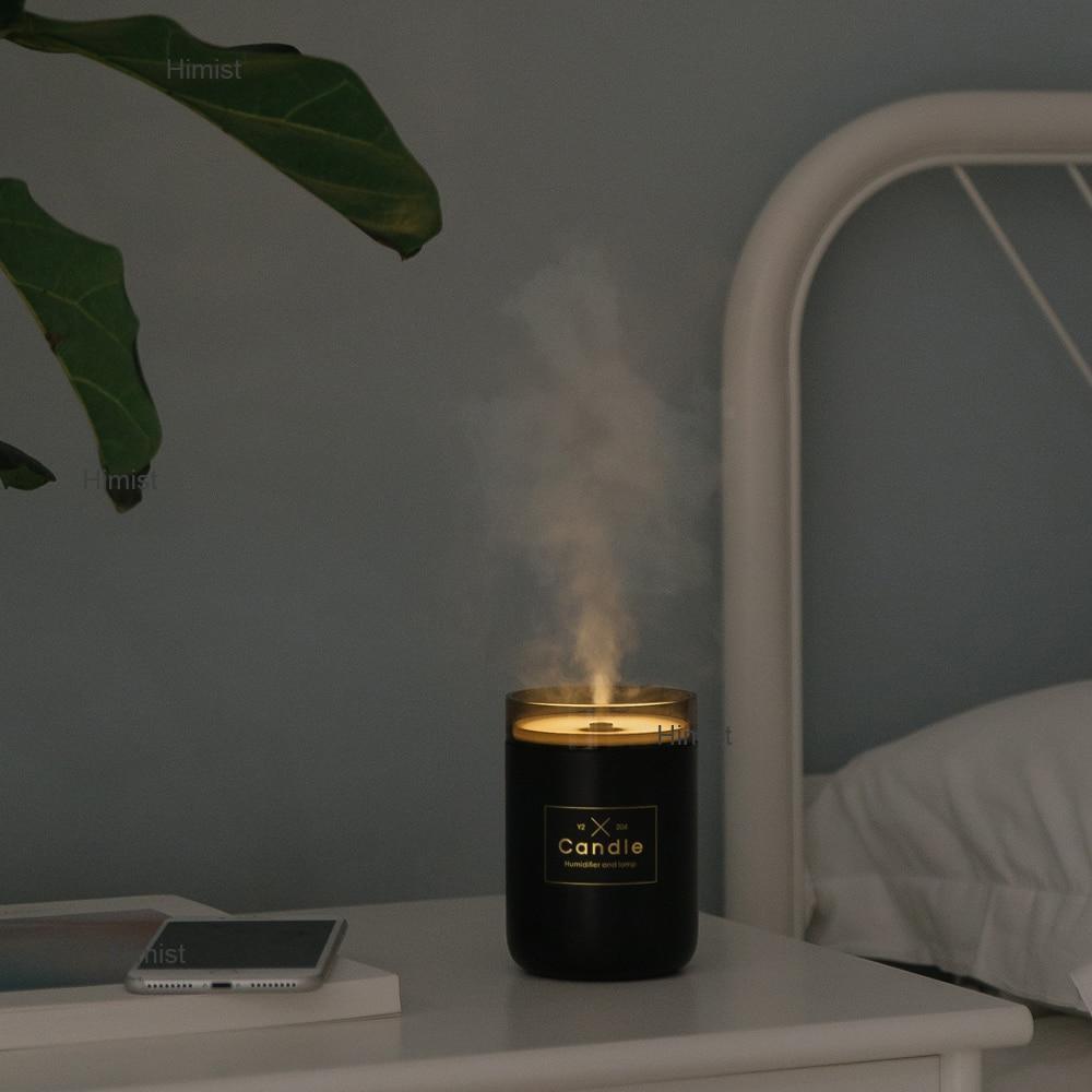 Stevvex 280ml ultrasonic humidifier candle black with warm soft light USB diffuser on Tampa Home & Garden Store