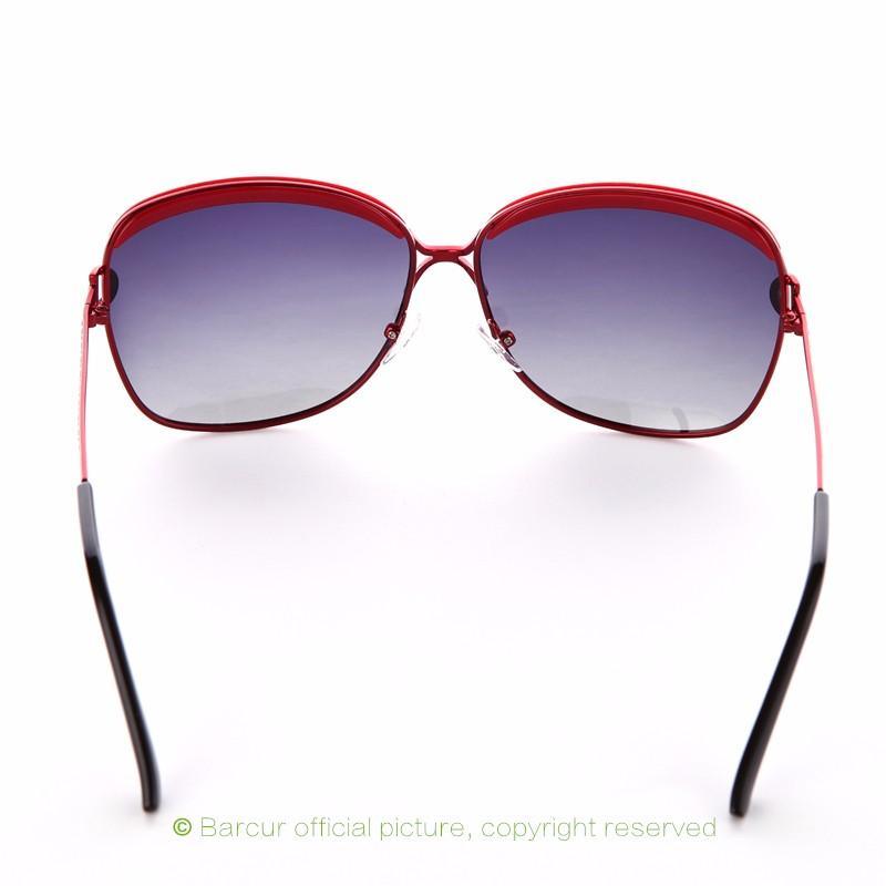 Stevvex women's polarized gradient round sunglasses with red frame and purple-grey lenses on Tampa Home & Garden Store