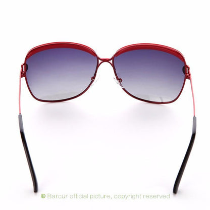 Stevvex women's polarized gradient round sunglasses with red frame and purple-grey lenses on Tampa Home & Garden Store