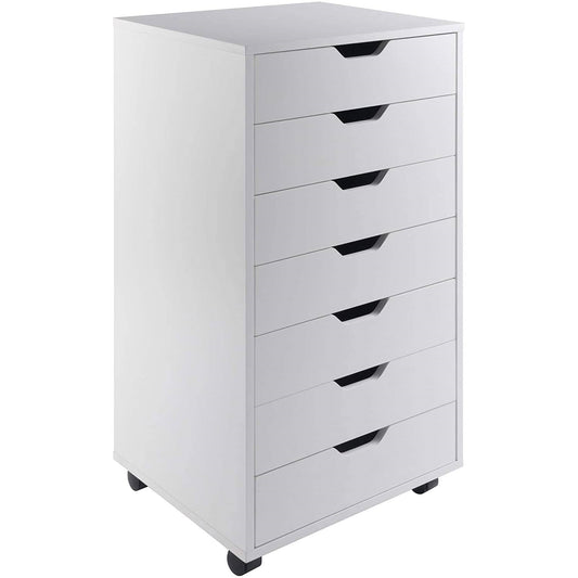 Cómoda de almacenamiento de 7 cajones de estilo escandinavo moderno con acabado blanco