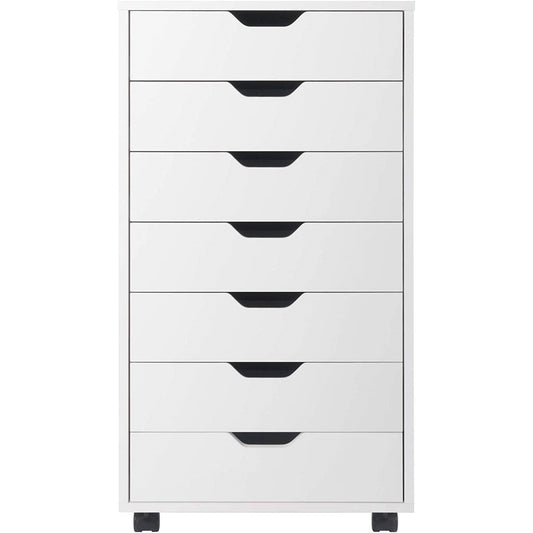 Cómoda de almacenamiento de 7 cajones de estilo escandinavo moderno con acabado blanco