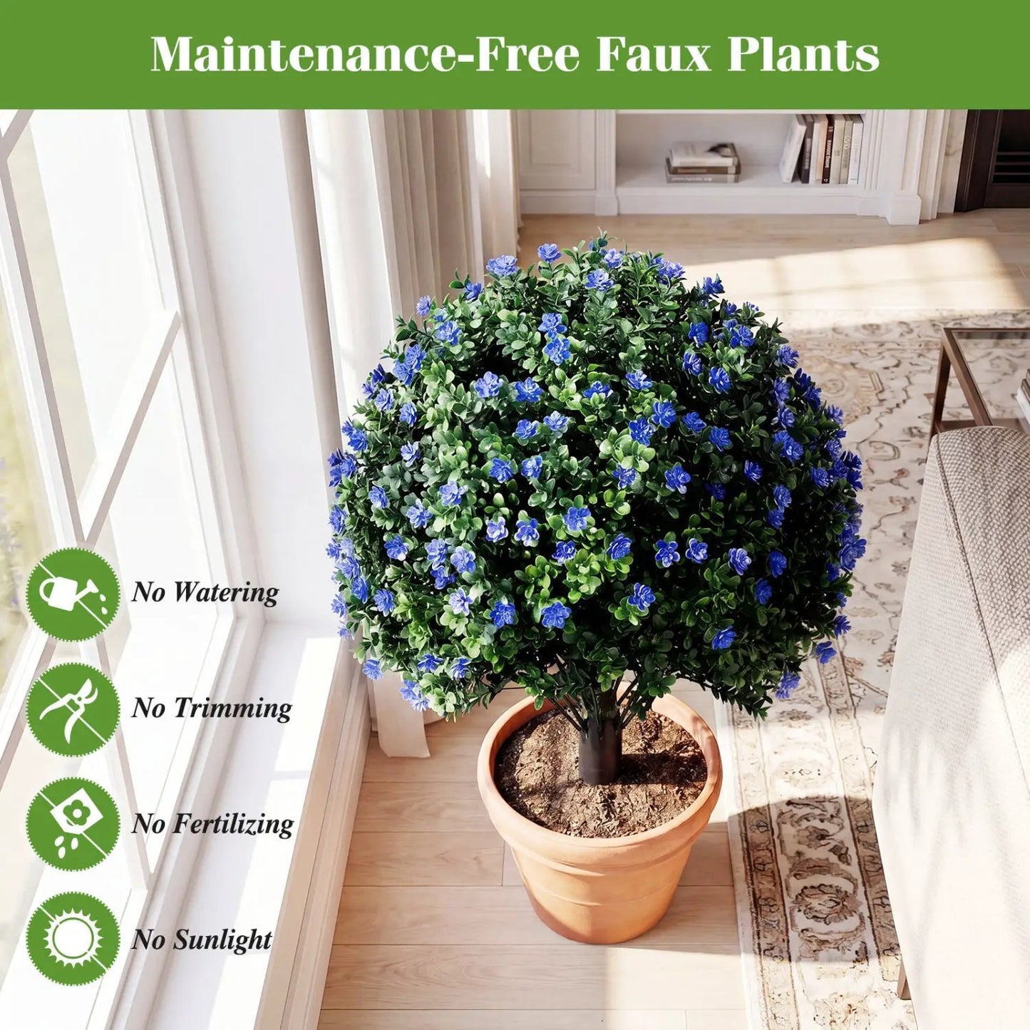 2 Pack Boxwood Topiary Balls for Outdoor Use