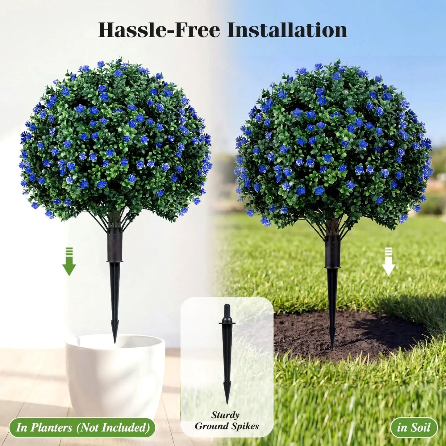 2 Pack Boxwood Topiary Balls for Outdoor Use