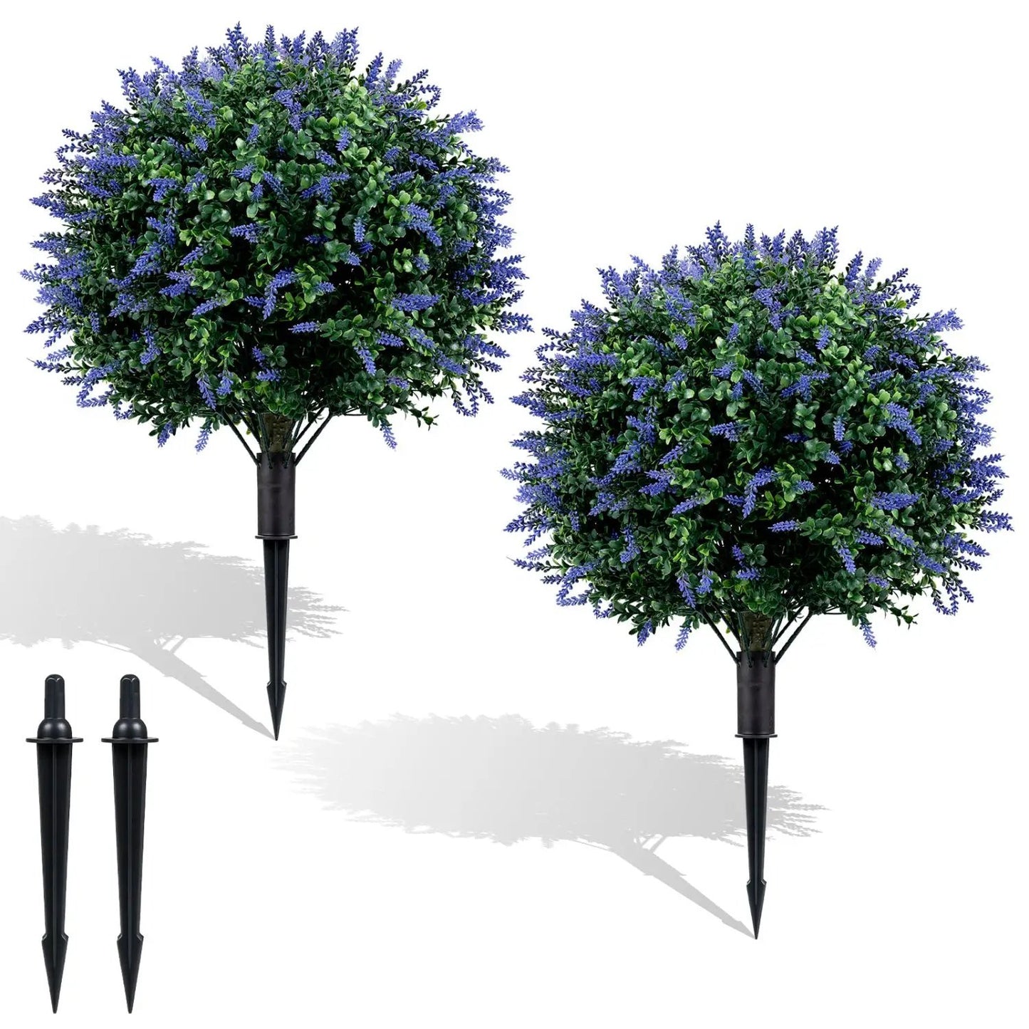 Lavender Boxwood Topiary Balls with Ground Spikes