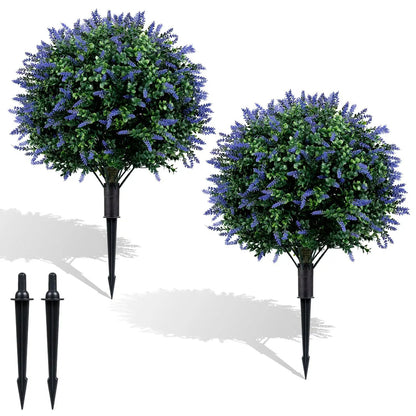 Lavender Boxwood Topiary Balls with Ground Spikes