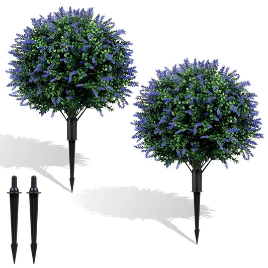Lavender Boxwood Topiary Balls with Ground Spikes
