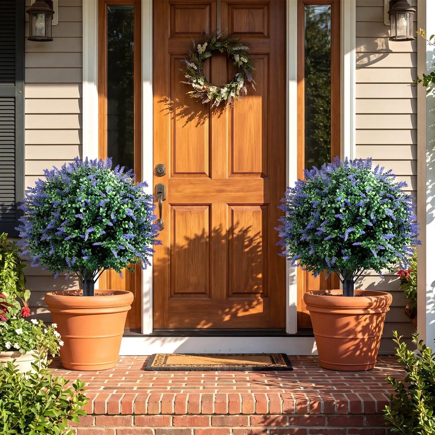 Lavender Boxwood Topiary Balls with Ground Spikes