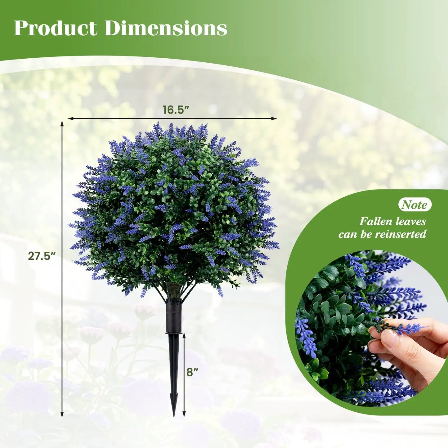 Lavender Boxwood Topiary Balls with Ground Spikes