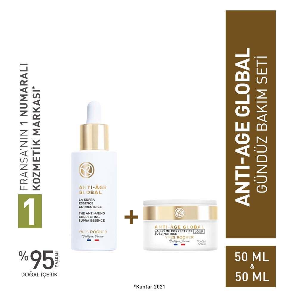 2-piece Anti-Age Global serum & day cream set by Beauty Care Bag; bottle and jar 50 ml each on Tampa Home & Garden Store