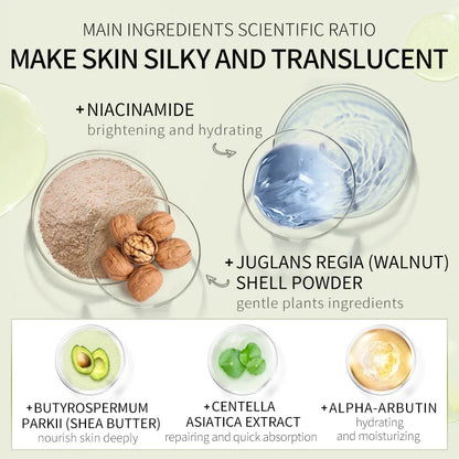 Shea Butter Exfoliating Scrub Cream by Silcy Skin with walnut shell powder and niacinamide on Tampa Home & Garden Store