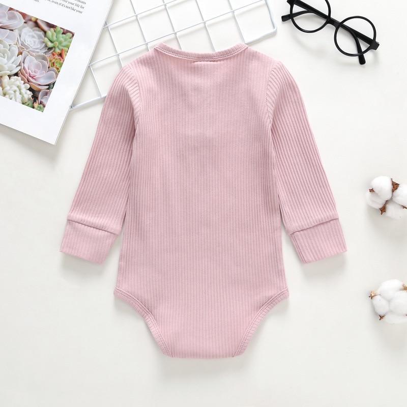 Pink ribbed baby girl long-sleeve bodysuit one-piece romper by Stevvex on Tampa Home & Garden Store
