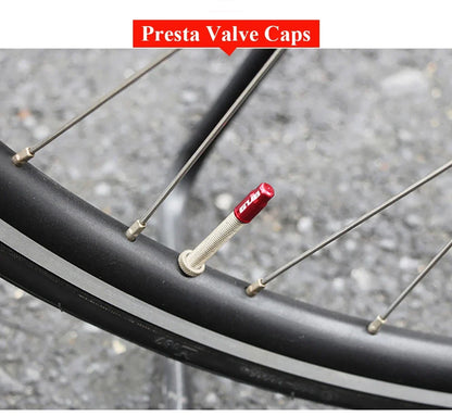 Aluminum valve stem cap red on Presta valve with ribbed body, BikerZoneZ on Tampa Home & Garden Store
