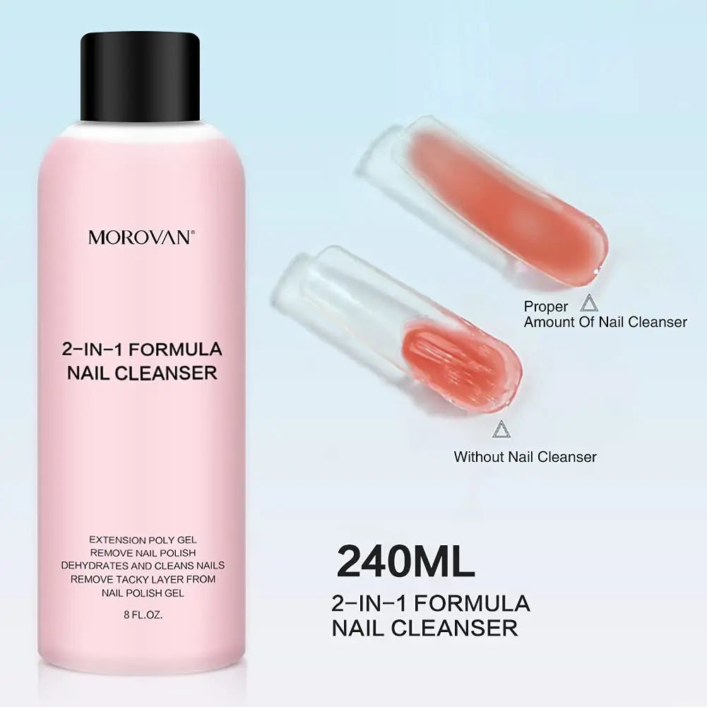 2-in-1 nail cleanser pink bottle 240ml with black cap Morovan Silcy Skin gel slip solution on Tampa Home & Garden Store
