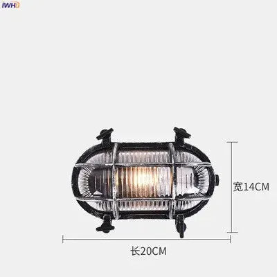 DecorBites Industrial Waterproof Wall Lamp LED, black metal frame with glass lens, 20cm x 14cm on Tampa Home & Garden Store