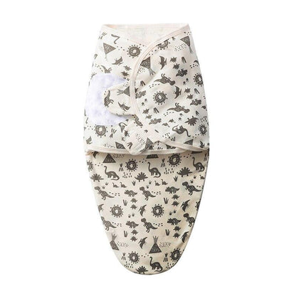 Stevvex baby swaddle sleeping bag cream with black dinosaur print on Tampa Home & Garden Store