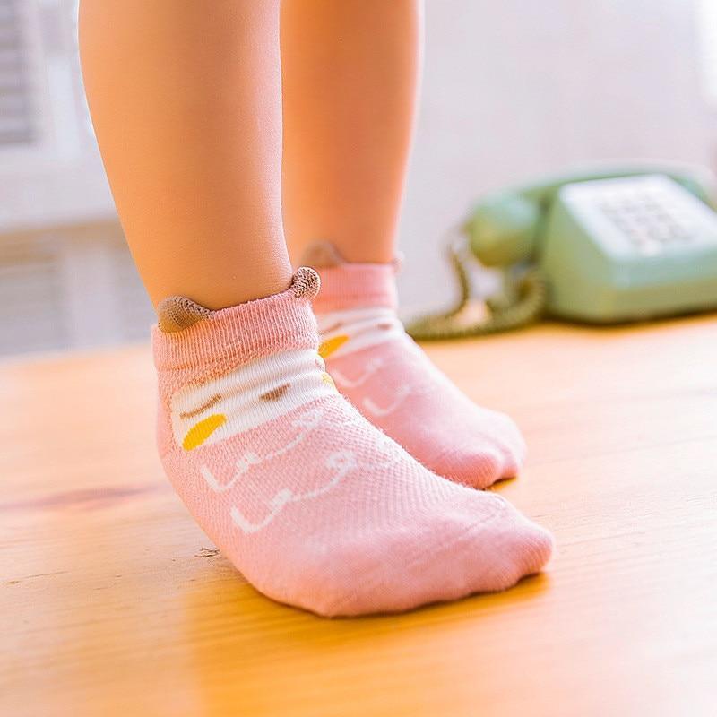 5 Pairs Thin Combed Cotton Cute Animal Baby Socks pink mesh short socks for newborns Stevvex ST15BY49298BSKHA on Tampa Home & Garden Store