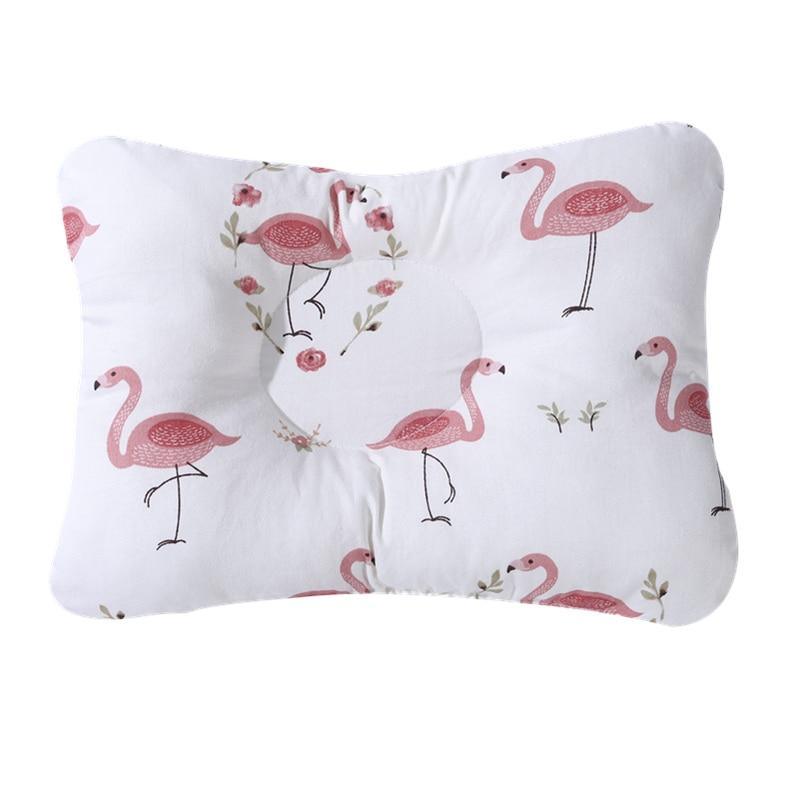 Nursing pillow Stevvex pink flamingo print on white for baby head shaping, nursery decor on Tampa Home & Garden Store