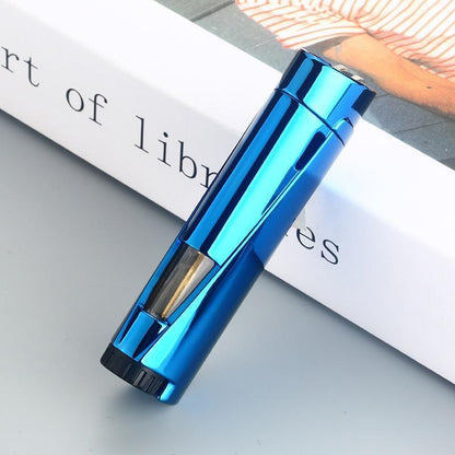 Stevvex blue metal torch lighter with transparent fuel window on Tampa Home & Garden Store