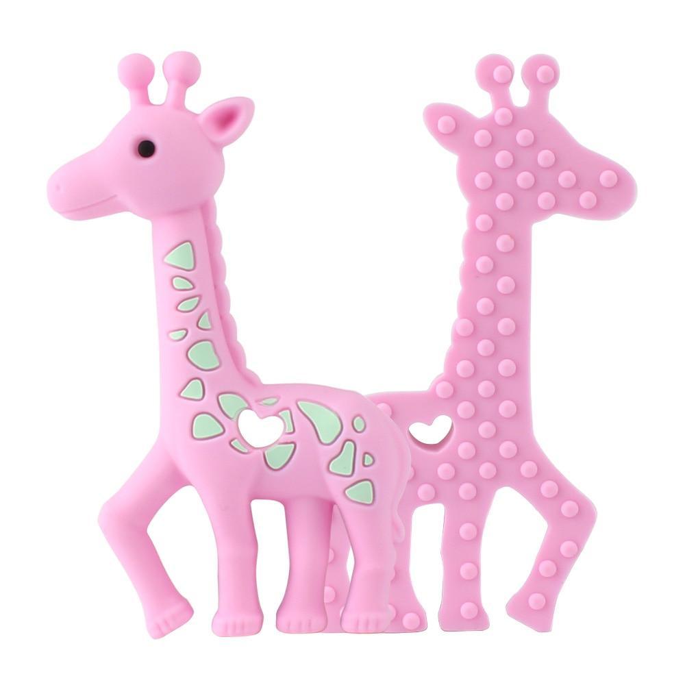 Silicone giraffe teether duo for babies by Stevvex, two giraffe teethers with dotted texture on Tampa Home & Garden Store