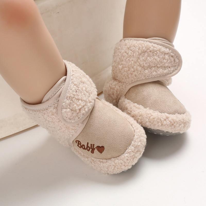 Stevvex baby soft boots beige plush sherpa lining warm infant shoes, 2 items on Tampa Home & Garden Store
