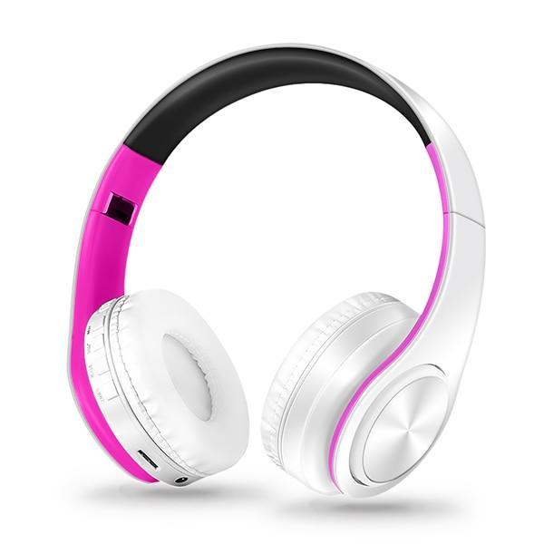 STEVVEX Bluetooth Headphones with Microphone white and pink over-ear wireless headset on Tampa Home & Garden Store
