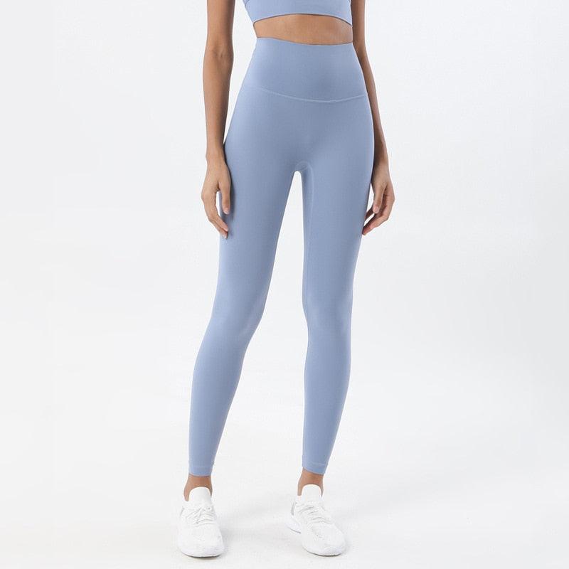 Stevvex women's high waist light blue yoga leggings with stretch for workouts on Tampa Home & Garden Store